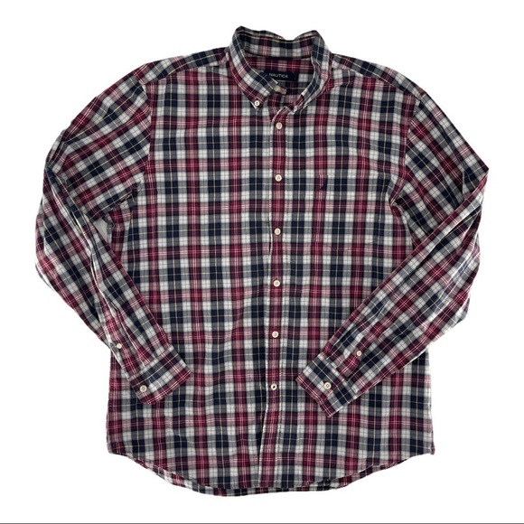 Nautica Mens Sanded Poplin Plaid Button Down Shirt Size L - Picture 5 of 6